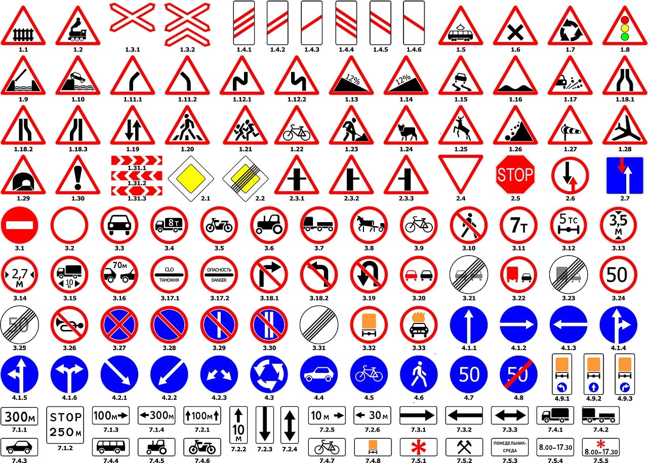 signs, traffic rules, regulations